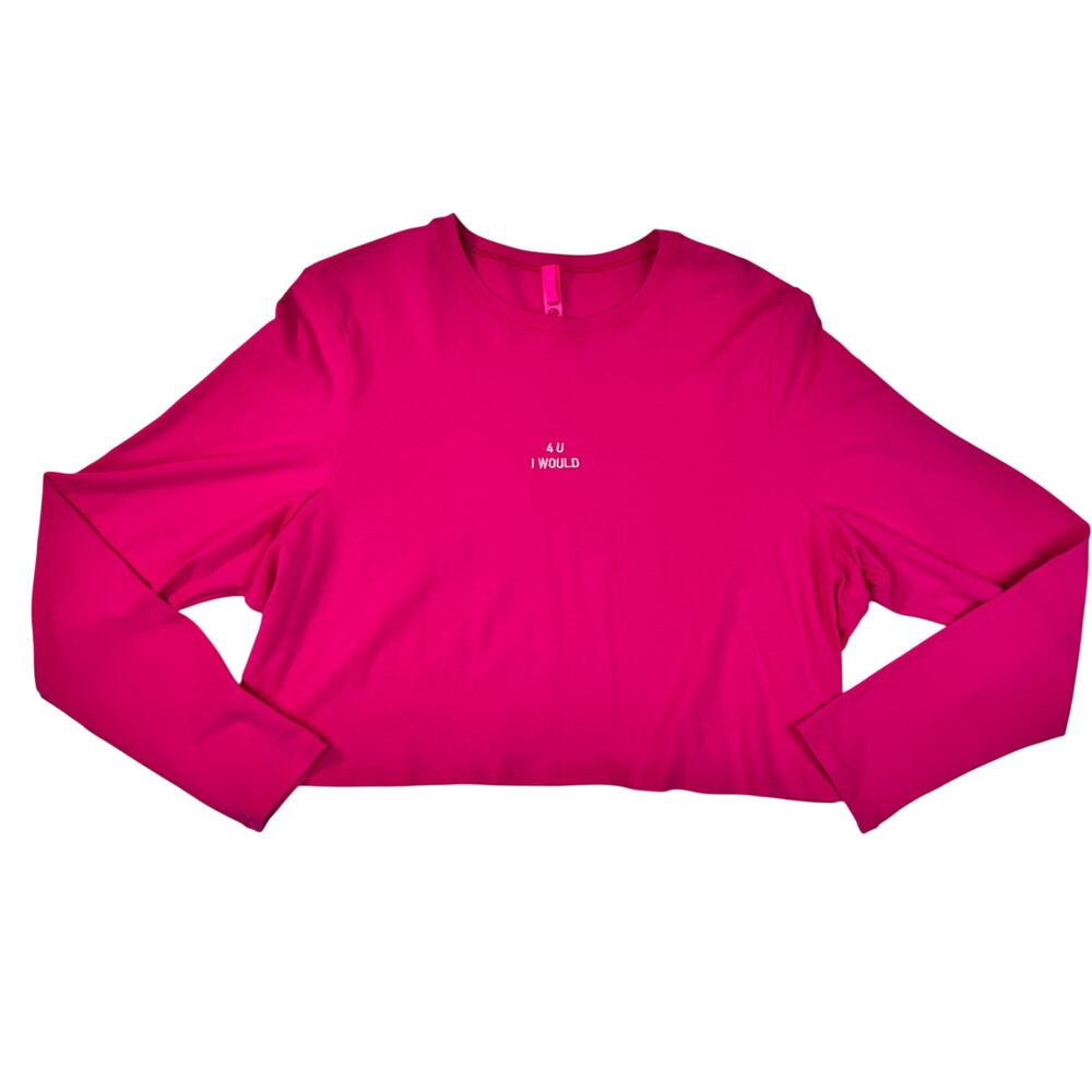 SKIMS Hot Pink Cropped Tee 4XL Rare Barbiecore Y2K 4U I WOULD Festival Statement - Picture 2 of 16